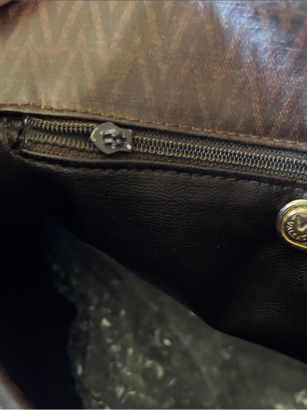 Mario Valentino Brown Tote Bag with Gold V Logo - Picture 5 of 5